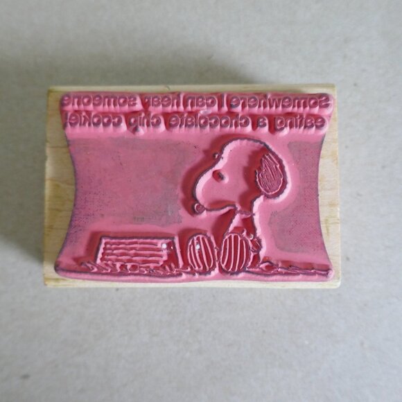 vintage 2002 Snoopy thinking of cookies rubber stamp wood Stampabilities GR1045 - Picture 2 of 3